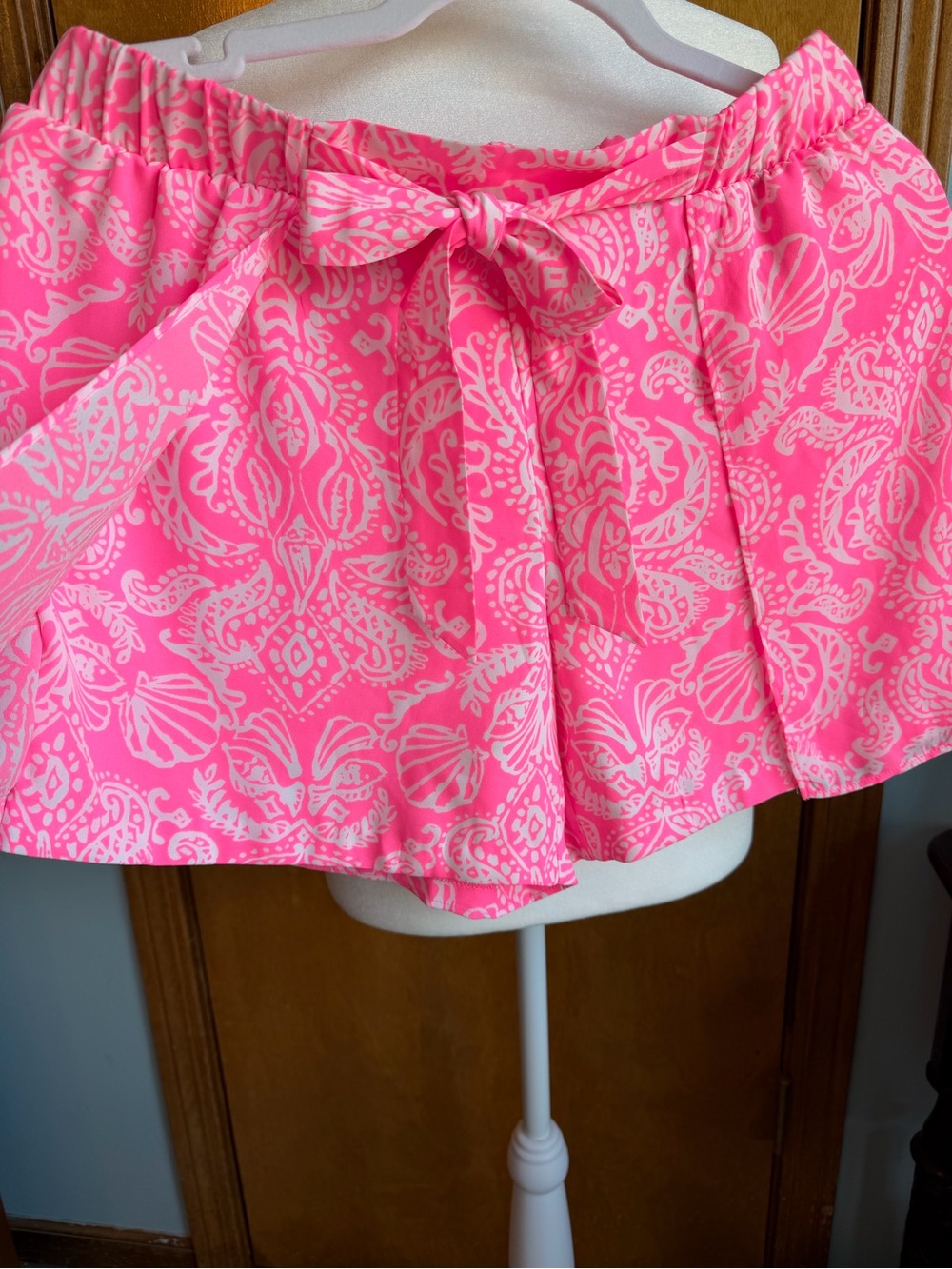 Lilly Pulitzer Hot Pink & White Paisley Tie-Waist Skort